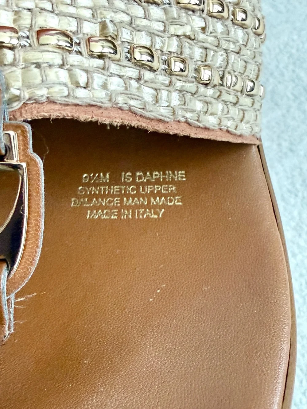 Italian Shoemakers Brown Wedge Thong Sandals with Metallic Braided Strap